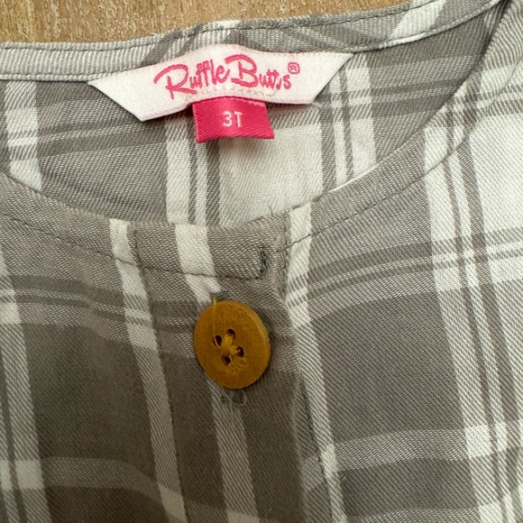 Grey Ruffle Butts Plaid Dress 3T - Picture 2 of 2